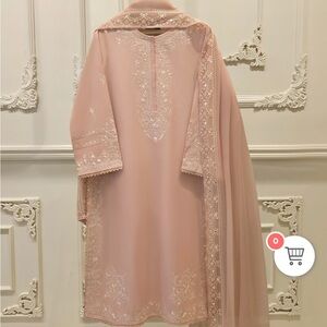 Agha Noor Elegant Pink Embroidered Dress- 3Pc